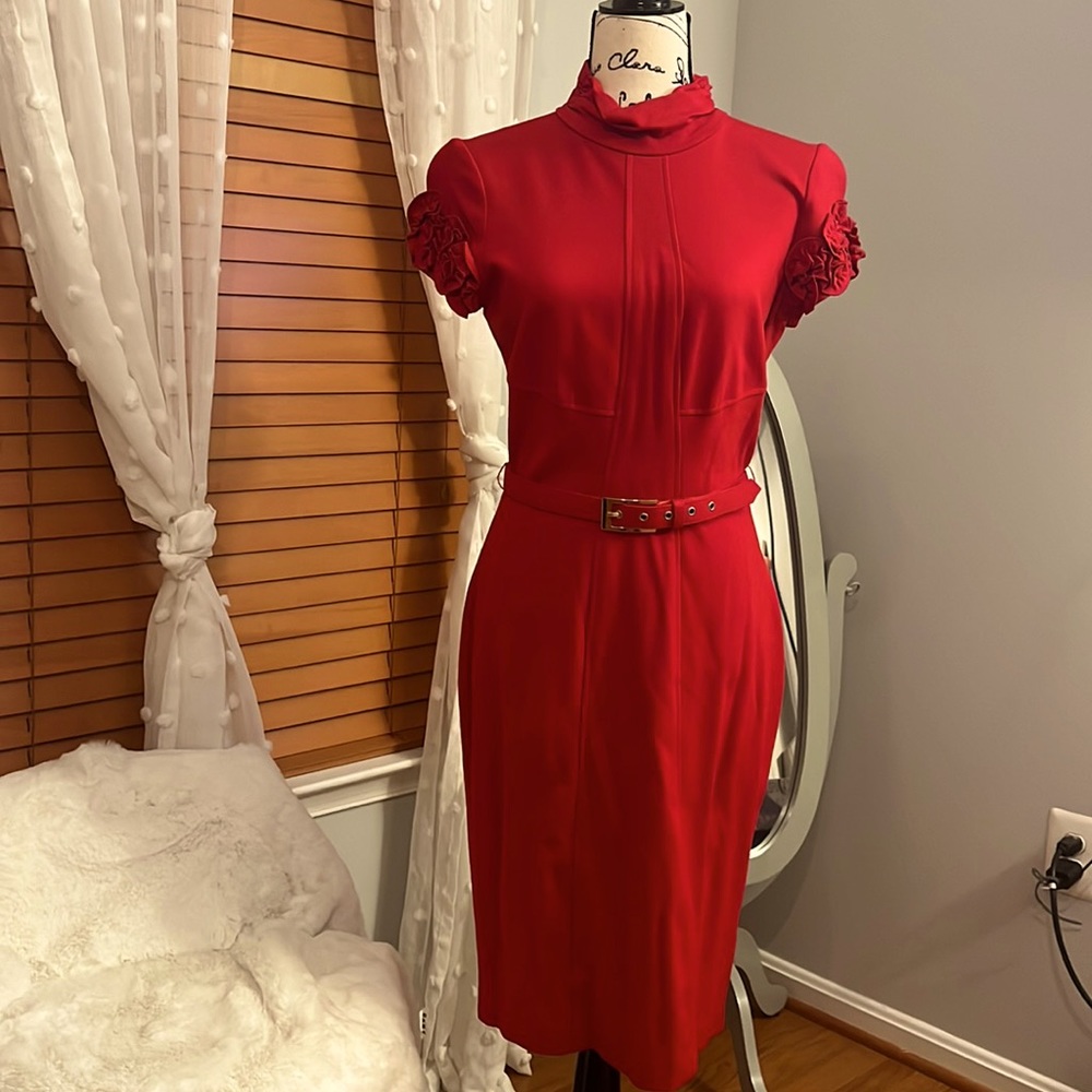 Red dress with flower sleeves